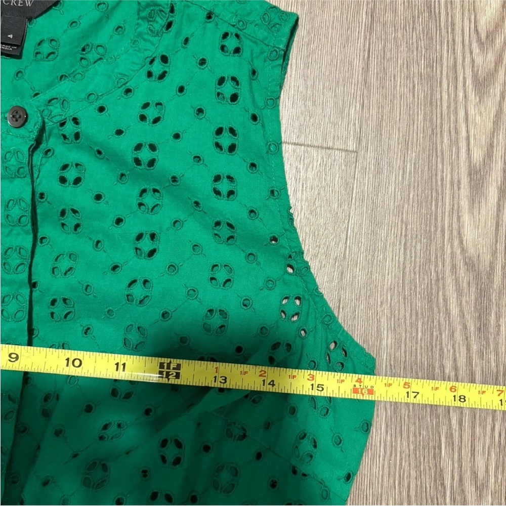 j crew green eyelet dress pre owned sz 4 - Picture 4 of 9